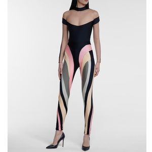 Mugler Spiral High Rise Leggings - Size 38…